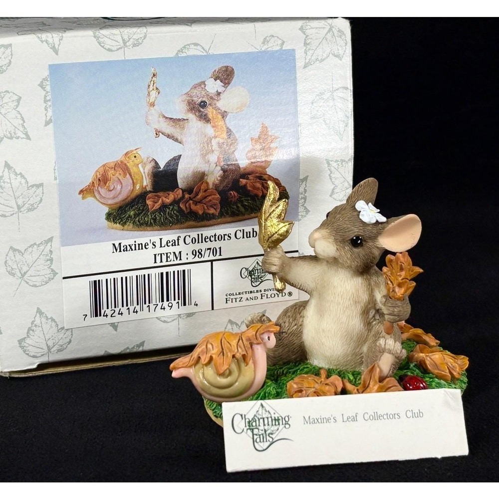 Charming Tails 1998 MAXINE'S LEAF COLLECTION Figurine #98/701 Fitz & Floyd Box